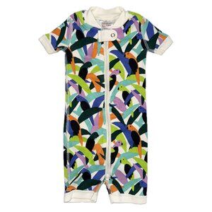 Hanna Andersson Parakeet Tree Print, 2-Way Zip Shortie Sleeper, 6 - 12 months
